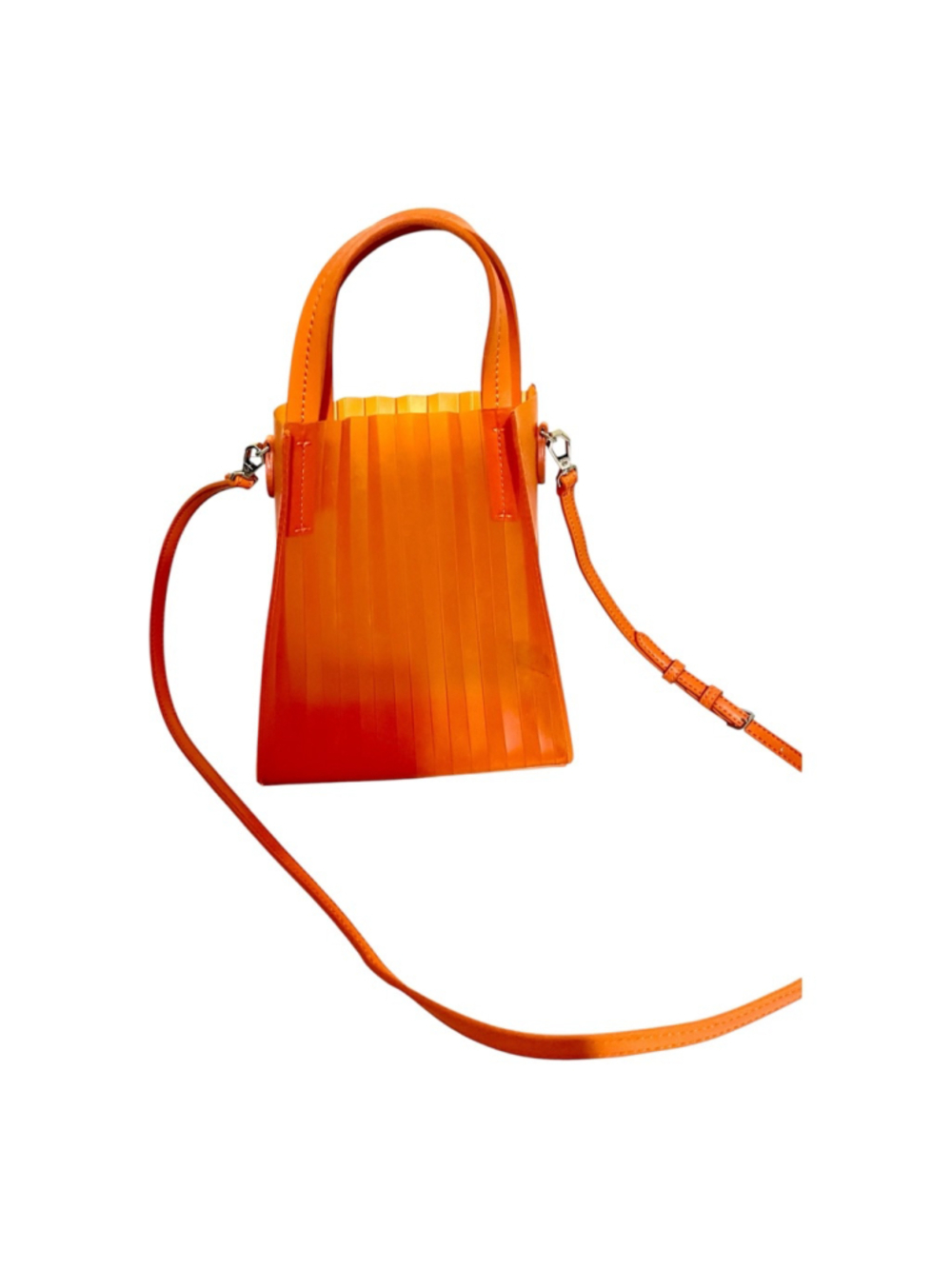 Charles & Keith Translucent Pleated Tote Crossbody Bag in orange